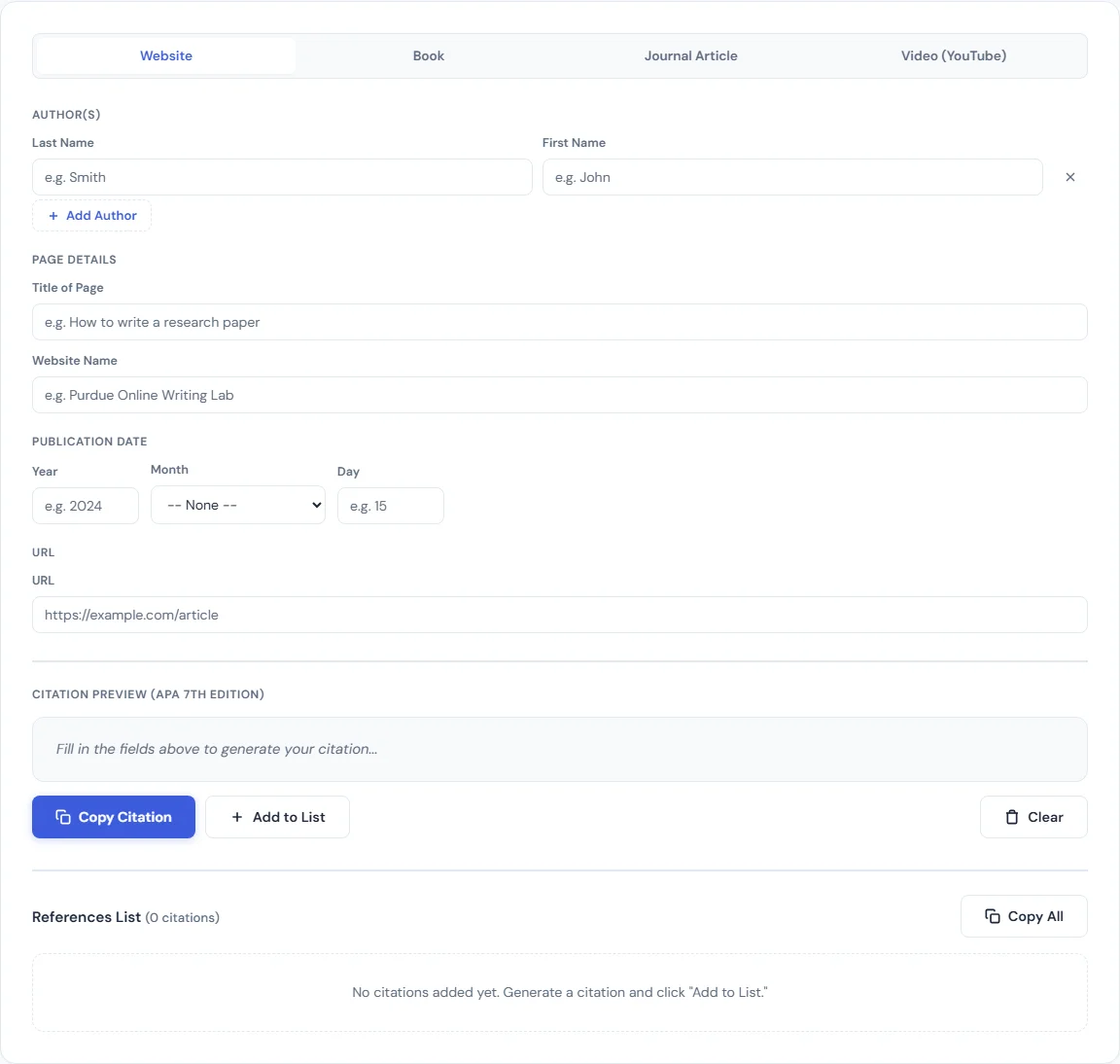 APA Citation Generator — free browser tool on SmarterSources