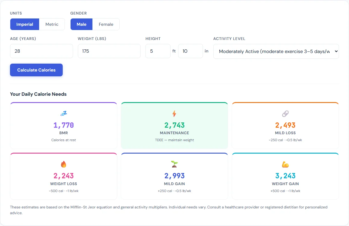 Calorie Calculator — free browser tool on SmarterSources