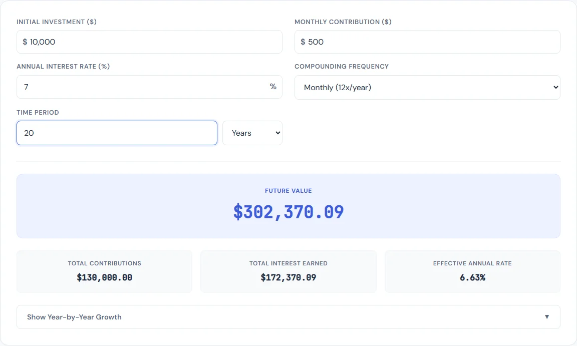 Compound Interest Calculator — free browser tool on SmarterSources