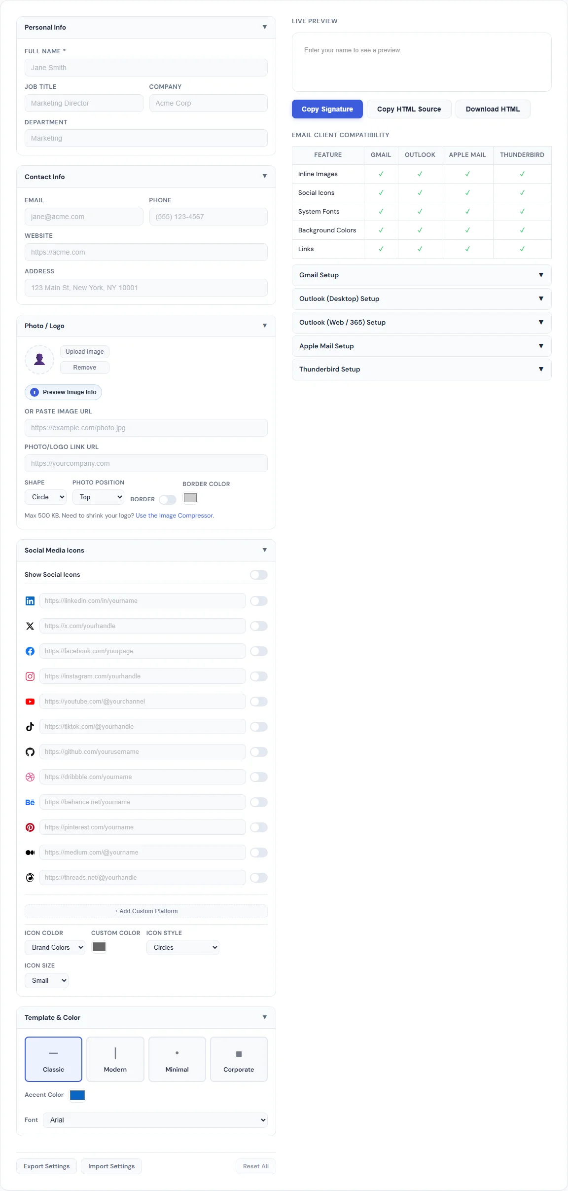 Email Signature Creator — free browser tool on SmarterSources