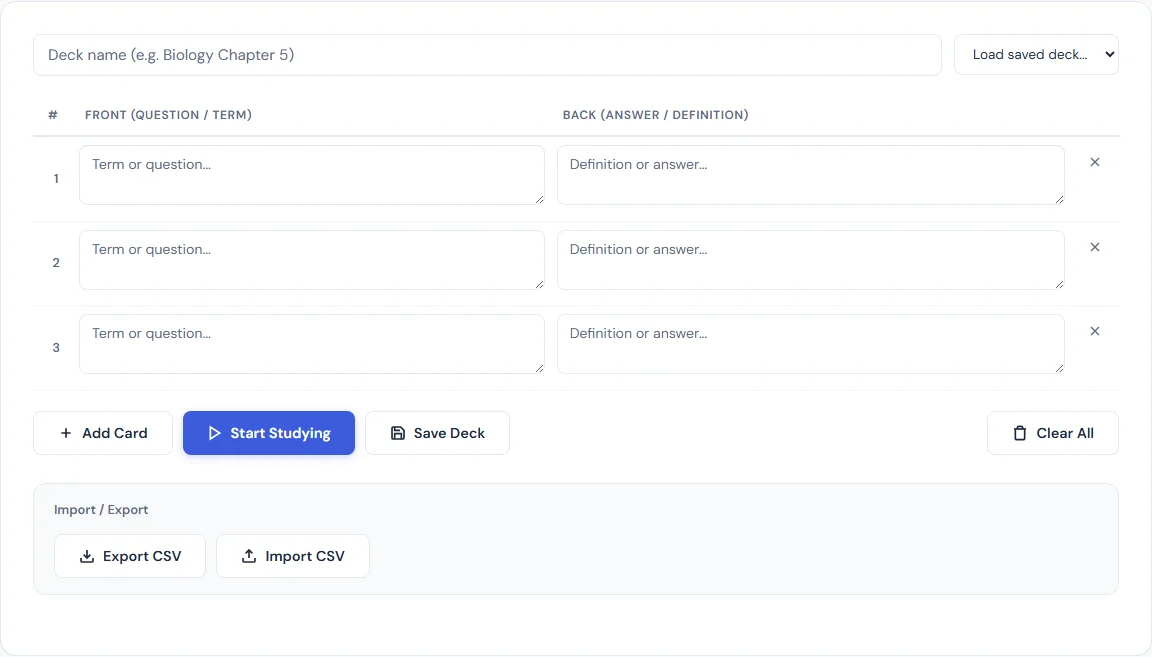 Flashcard Maker — free browser tool on SmarterSources
