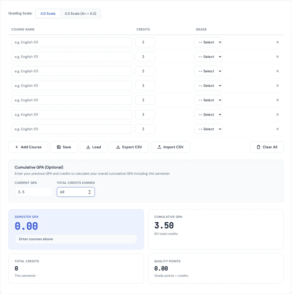 GPA Calculator — free browser tool on SmarterSources