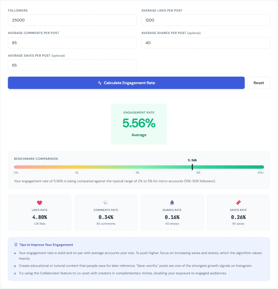 Instagram Engagement Rate Calculator — free browser tool on SmarterSources