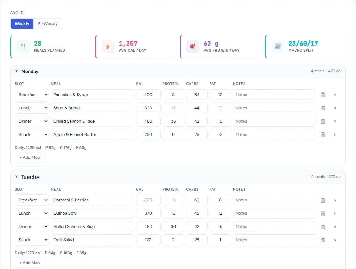 Meal Planner — free weekly meal planning tool on SmarterSources