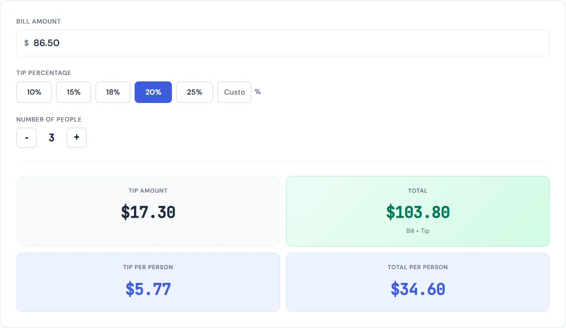 Tip Calculator — free browser tool on SmarterSources
