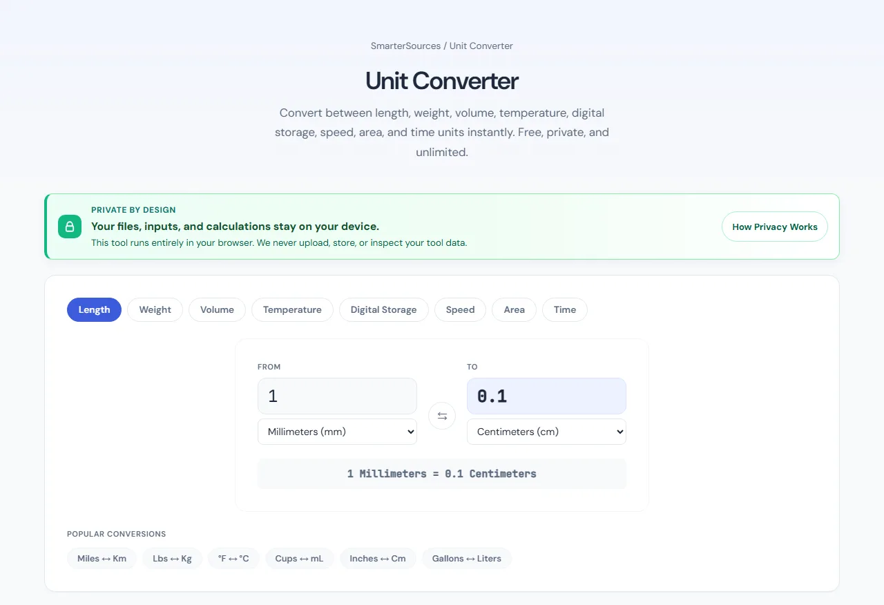 Unit Converter — free browser tool on SmarterSources